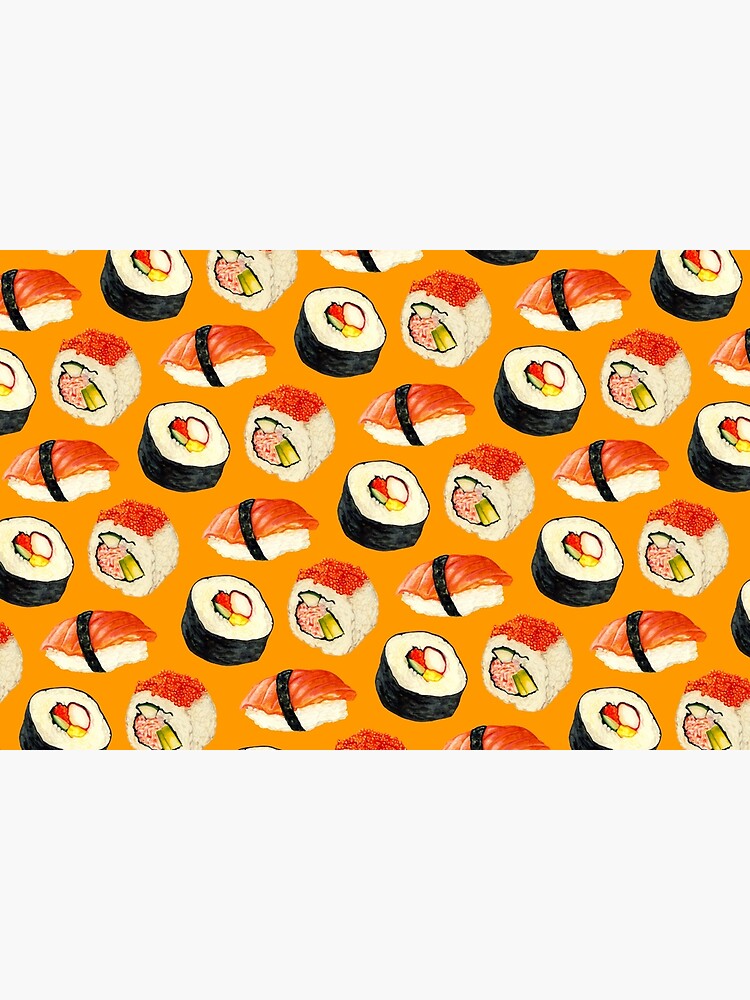 Discover Sushi Pattern - Orange Bath Mat