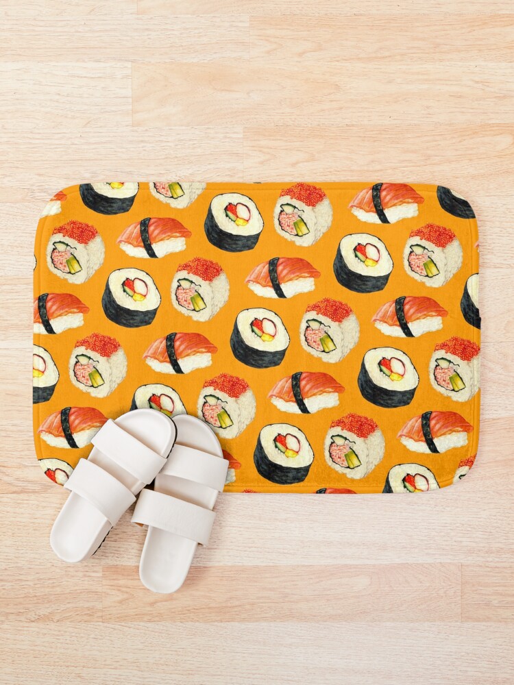 Disover Sushi Pattern - Orange Bath Mat