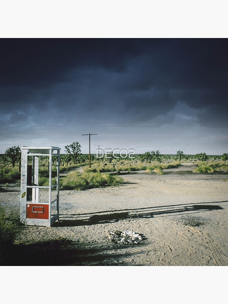 Thumbnail 4 of 4, Metal Print, Lonely Mojave Desert Pay Phone Booth Art Photo designed and sold by DEC02.