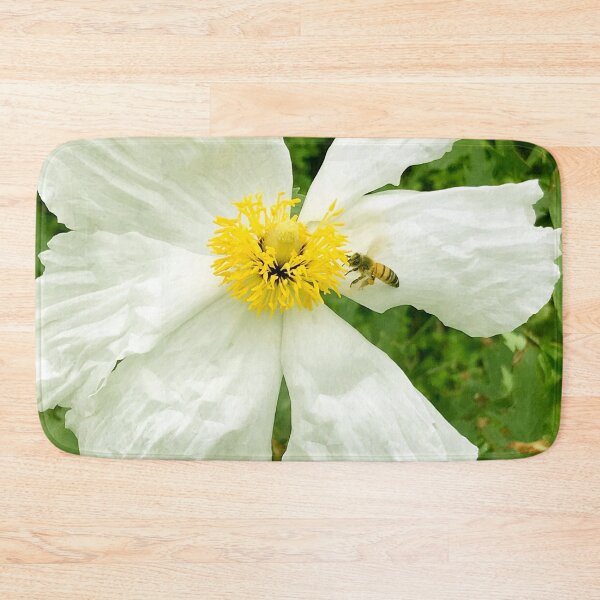 Item preview, White Wild Rose With Bee Art Photo designed and sold by DEC02.