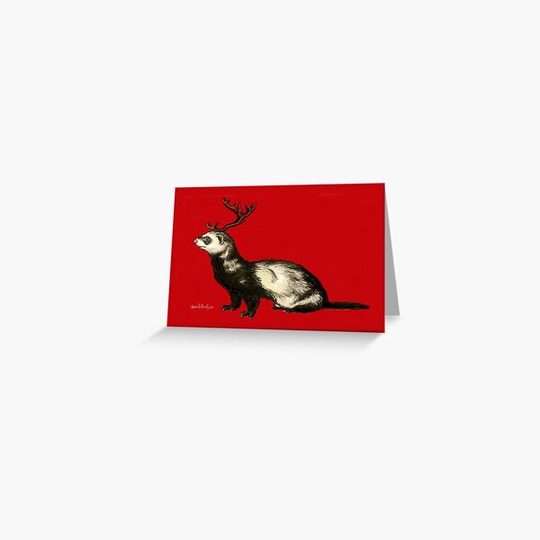 Holiday Antler Ferret Greeting Card
