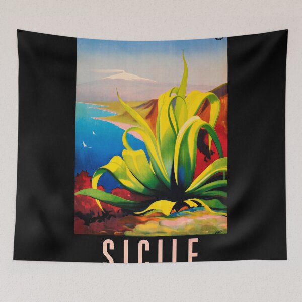 Aperçu de l'œuvre Poster de voyage vintage Sicile créée et vendue par Sasha Art Gallery.