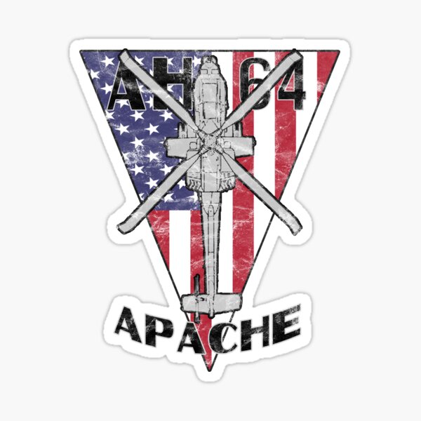 Vista previa del artículo con la obra «Helicóptero de ataque de artillería Apache AH-64, estilo patriótico vintage», diseñado y vendido por RealPilotDesign.