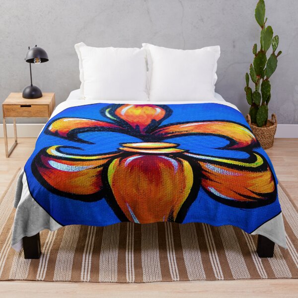 Item preview, Orange Fleur d Lis against blue background designed and sold by artbyomega.