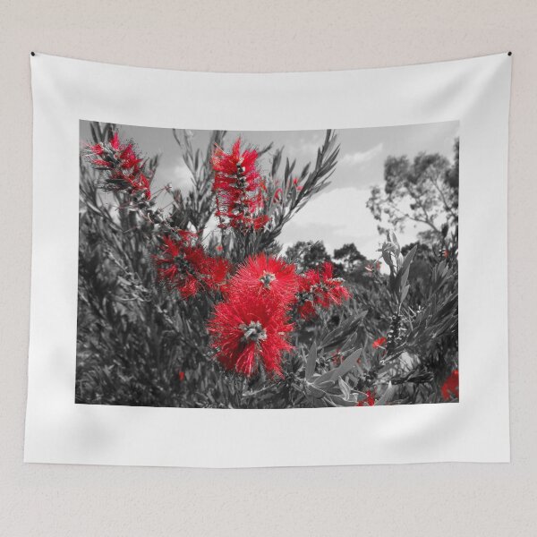Item preview, Red bottle brush flower designed and sold by BigAndRed.