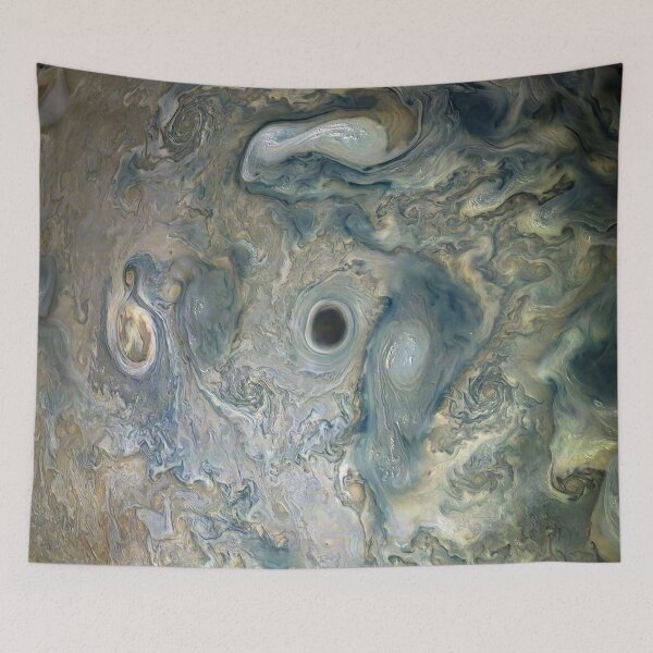 Item preview, Closeup detail of Jupiter's stormy Northern hemisphere surface designed and sold by Glimmersmith.
