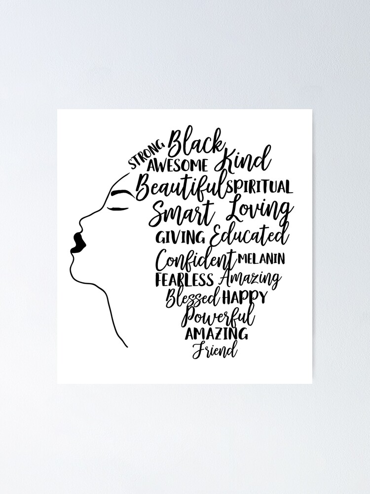 Black Woman Words in Curly Hair Poster for Sale by blackartmatters