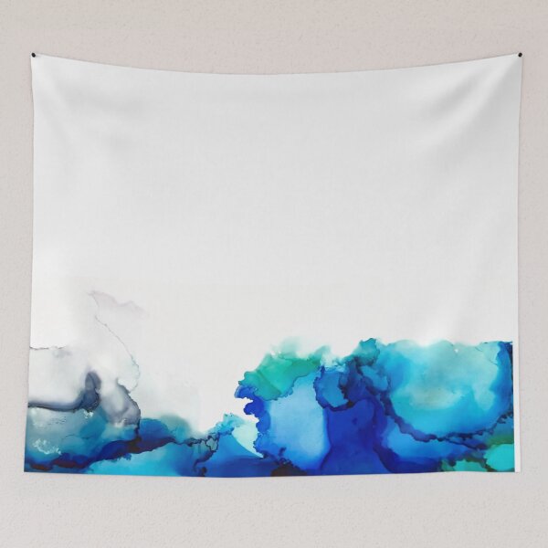 Item preview, Blue, aqua and grey alcohol ink art designed and sold by Artbylees.