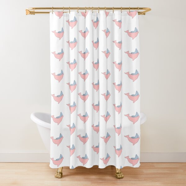 Newborn Dolphin with Pink Blanket Shower Curtain