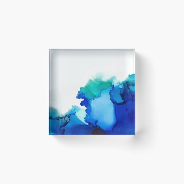 Aperçu de l'œuvre Encre à l'alcool bleu, aqua et gris créée et vendue par Artbylees.