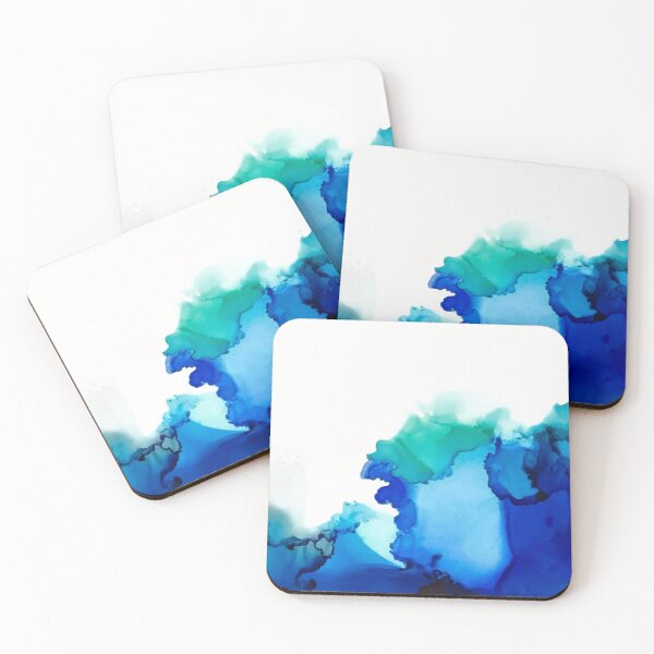 Item preview, Blue, aqua and grey alcohol ink art designed and sold by Artbylees.