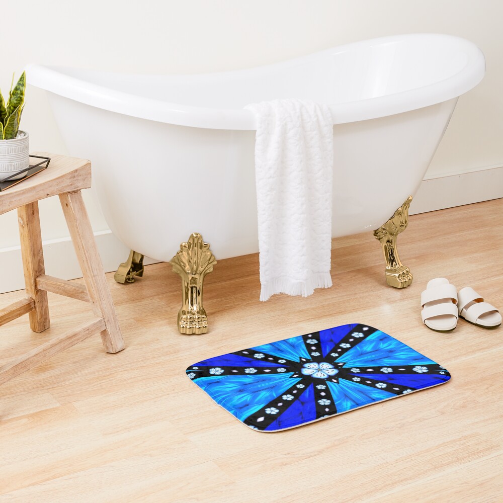 Onyx Beams of Flowers and Gems Bath Mat