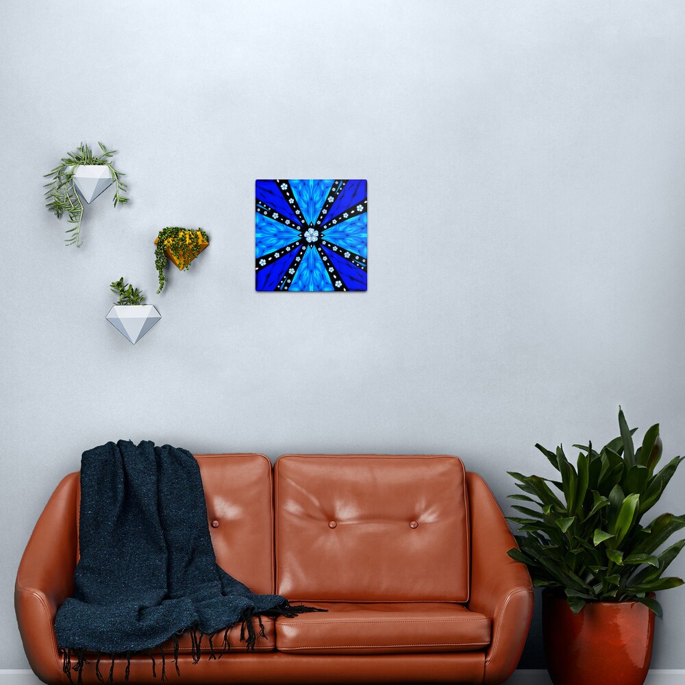 Onyx Beams of Flowers and Gems Metal Print