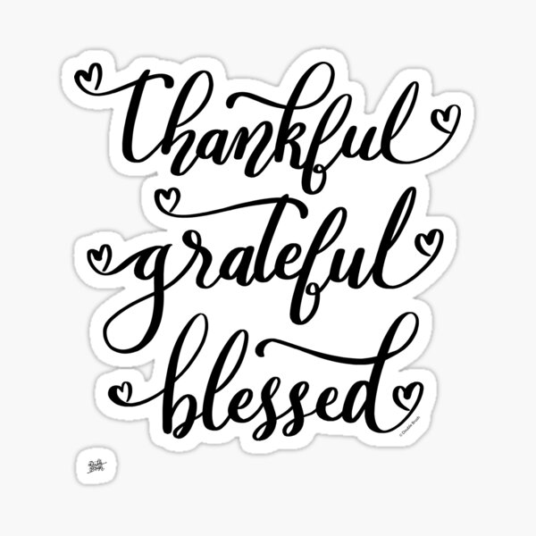 Thankful Grateful Blessed Thanksgiving Hearts of Love Design Sticker