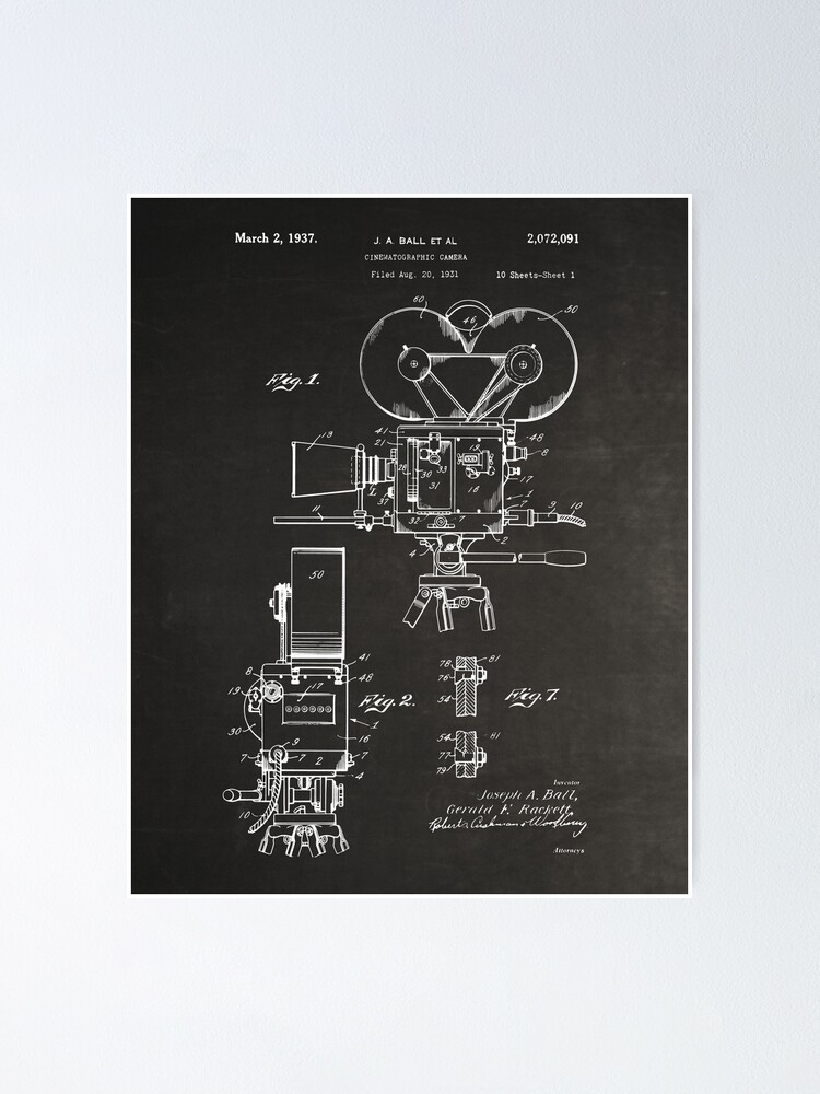 Moviemaker Film Camera Patent Drawings 1937 | Poster
