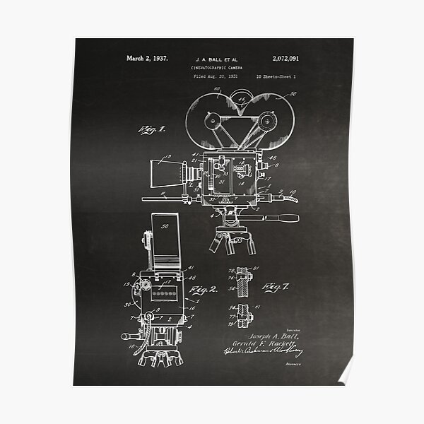 Moviemaker Film Camera Patent Drawings 1937 Poster