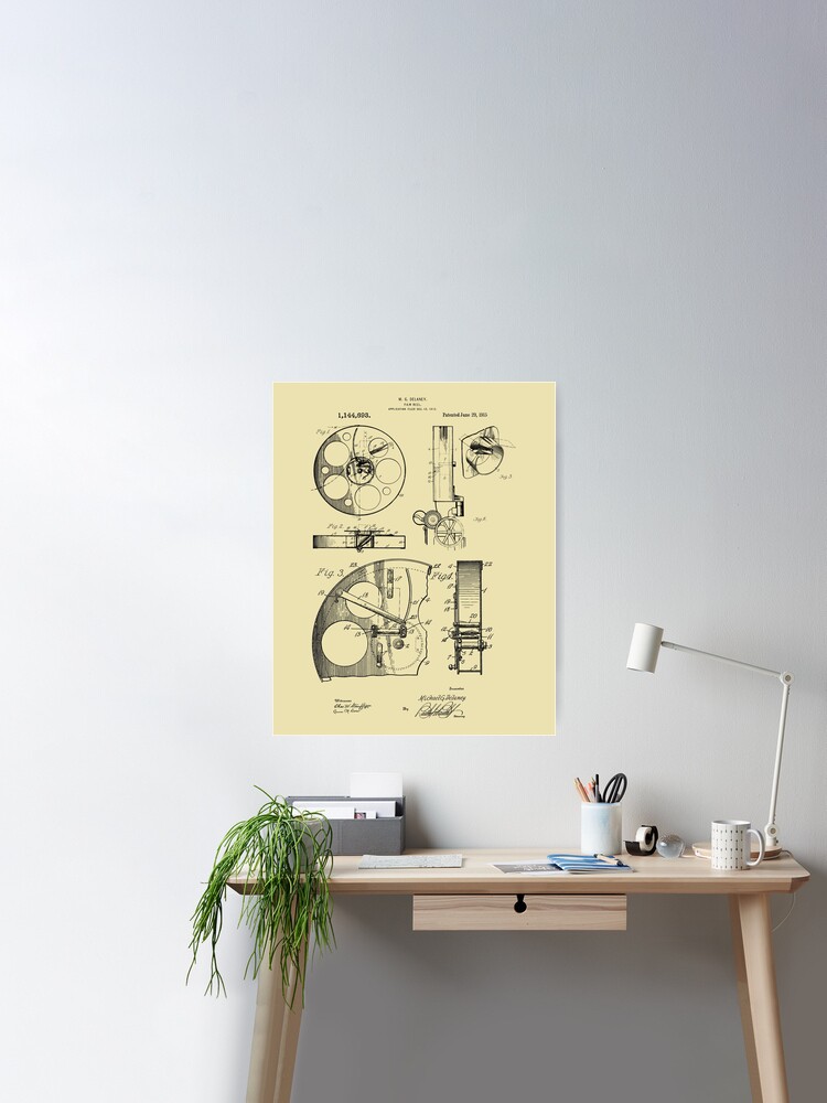 Cameraman Film Reel Patent Drawings 1915 Poster for Sale by