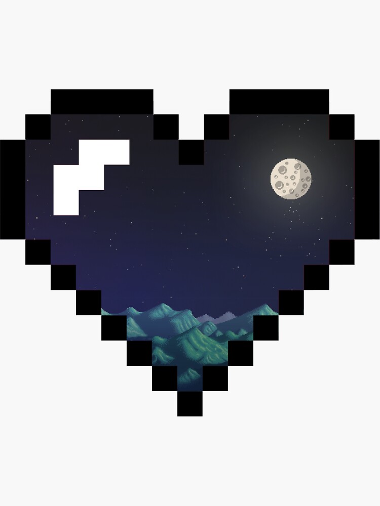"Stardew Valley Night Sky Pixel Heart " Sticker for Sale by Torquato