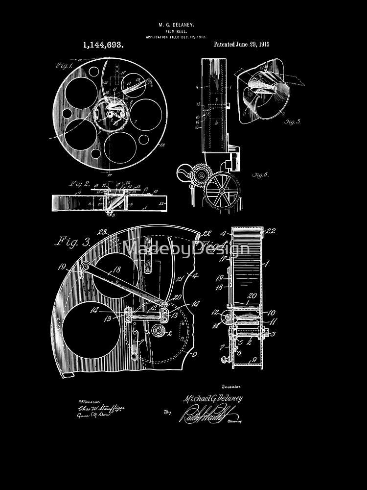 Cameraman Film Reel Patent Drawings 1915 Kids T-Shirt for Sale by  MadebyDesign