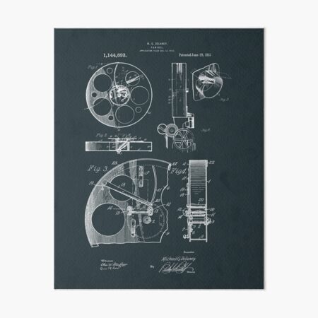 Cameraman Film Reel Patent Drawings 1915 Art Board Print for Sale by  MadebyDesign