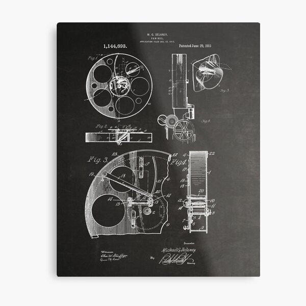 Cameraman Film Reel Patent Drawings 1915 Metal Print for Sale by  MadebyDesign