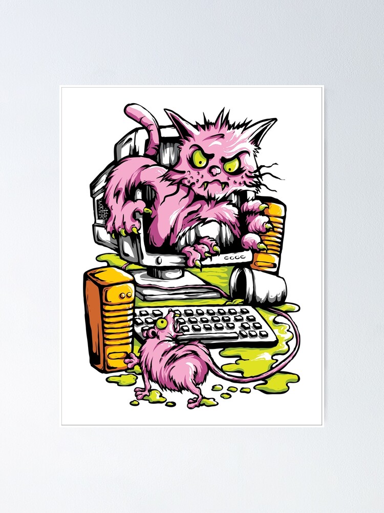 Katze Maus Comic Pc Computer Poster Von Dersenat Redbubble