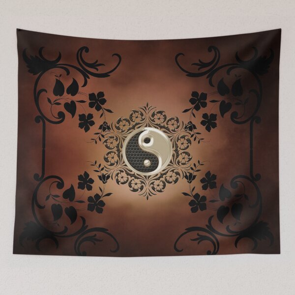Item preview, The sign ying and yang with flowers designed and sold by nicky2342.