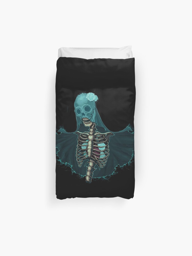 Skull Skeleton Bride Halloween Wedding Mariage Costume Gift Duvet