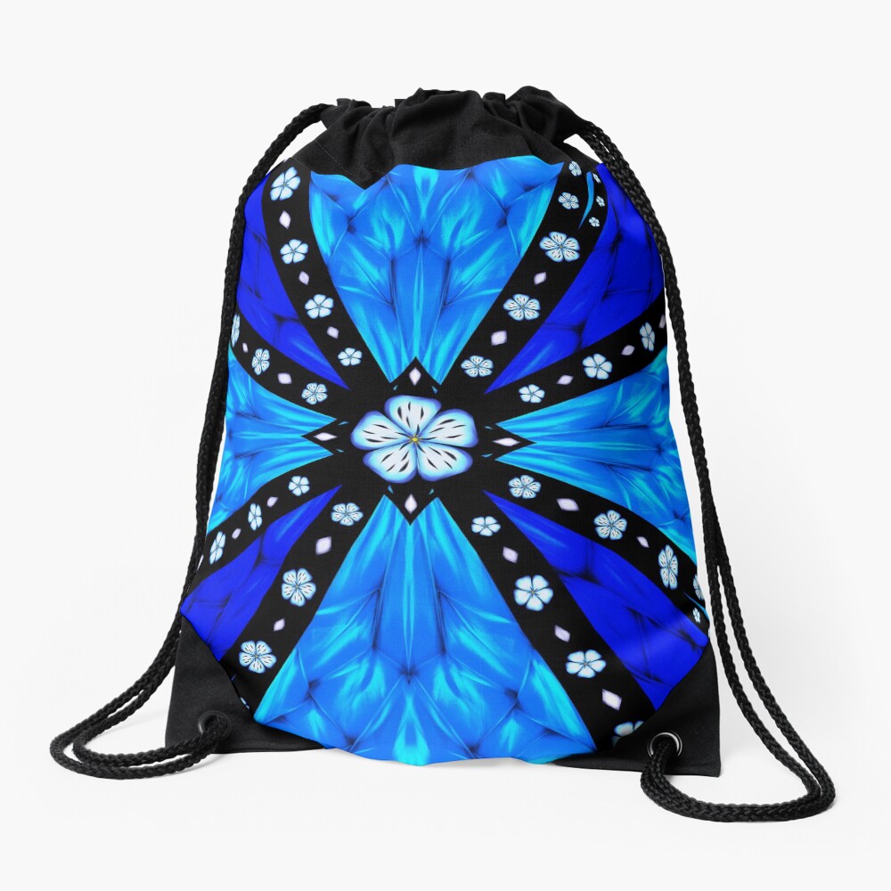 Onyx Beams of Flowers and Gems Drawstring Bag
