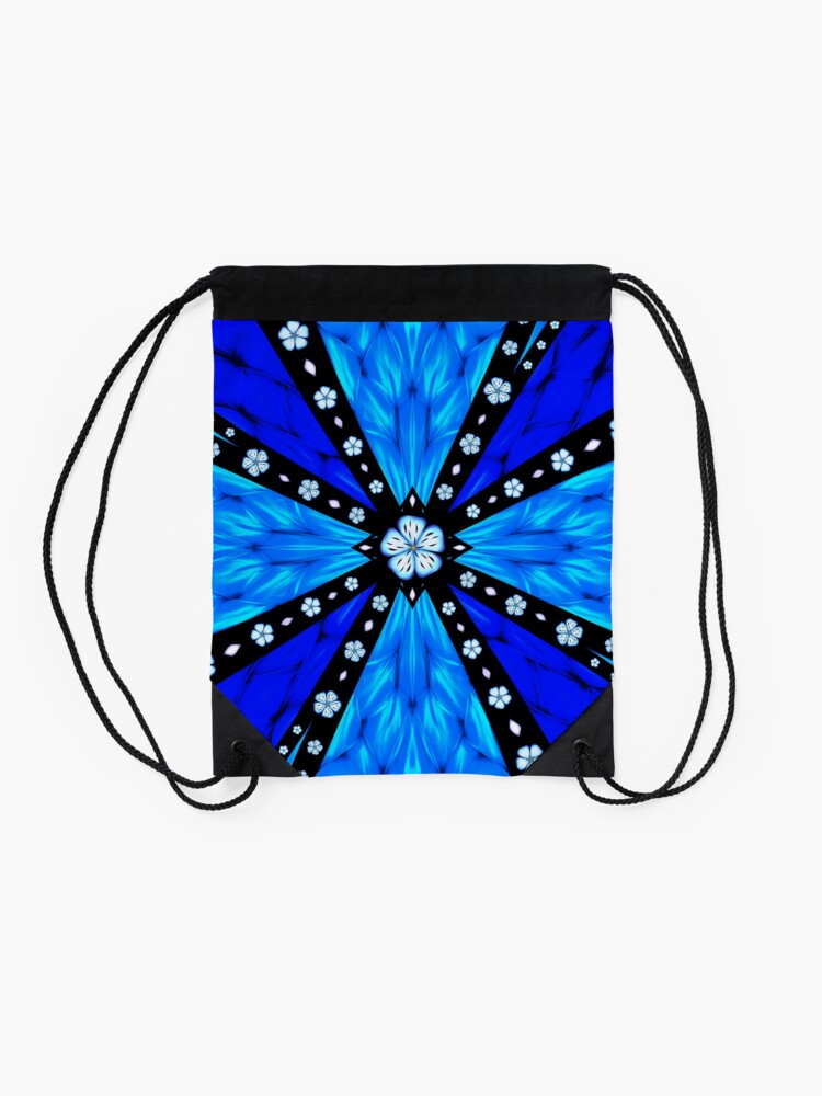 Alternate view of Onyx Beams of Flowers and Gems Drawstring Bag