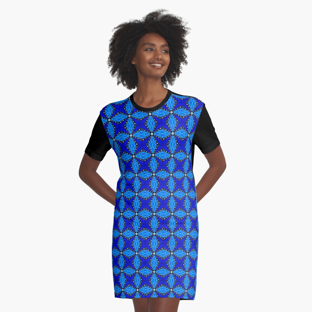 Onyx Beams of Flowers and Gems Graphic T-Shirt Dress