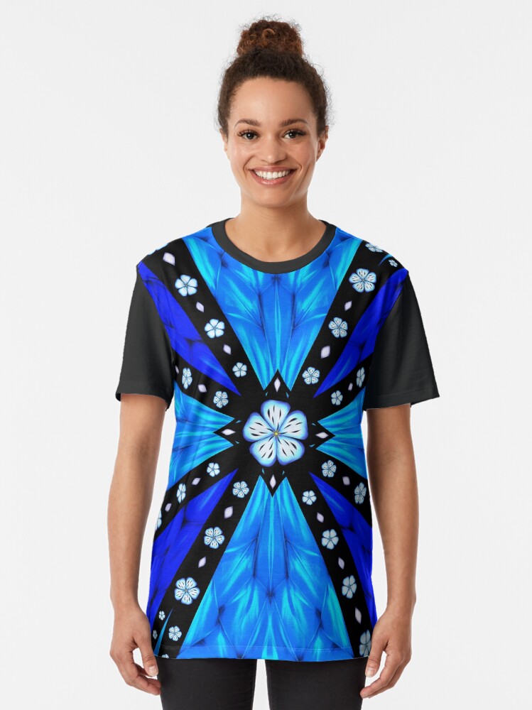 Alternate view of Onyx Beams of Flowers and Gems Graphic T-Shirt