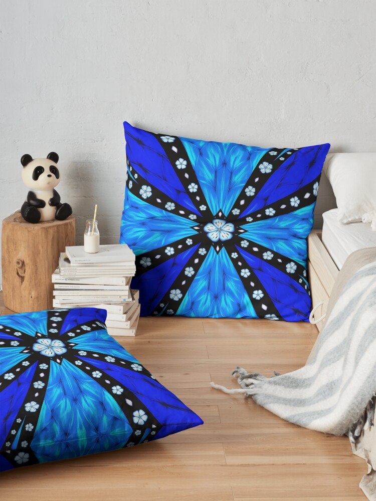 Alternate view of Onyx Beams of Flowers and Gems Floor Pillow