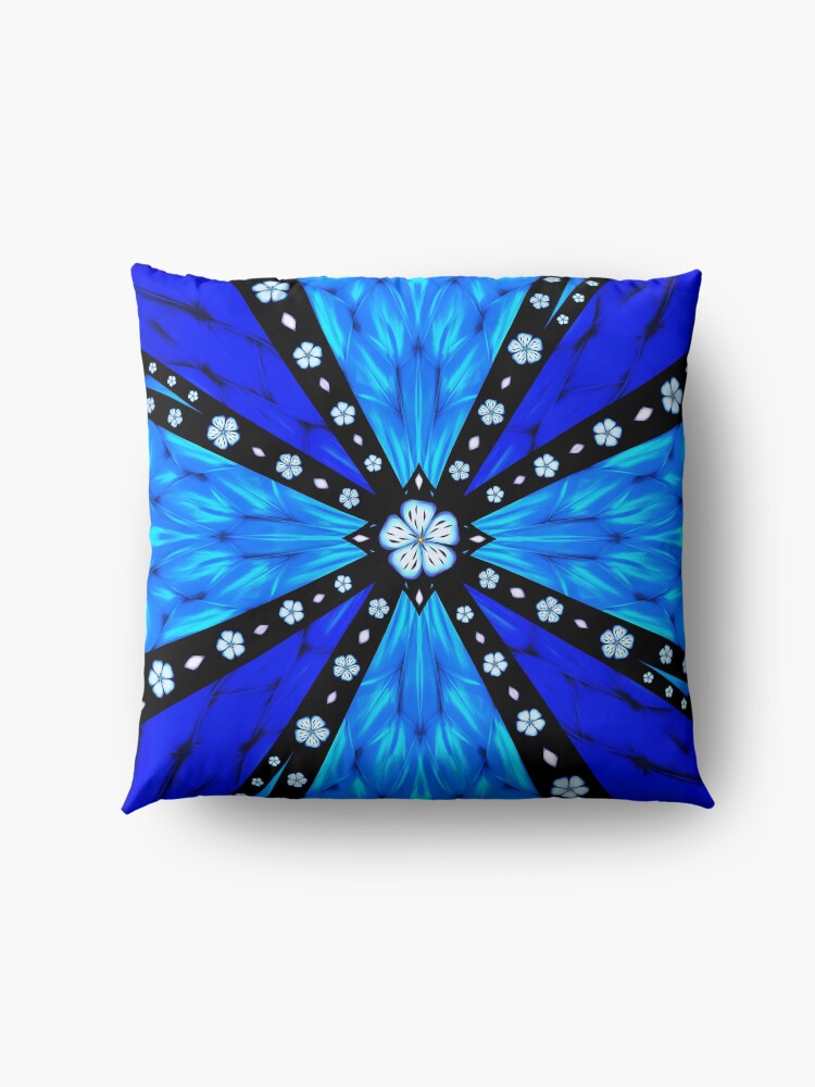 Alternate view of Onyx Beams of Flowers and Gems Floor Pillow