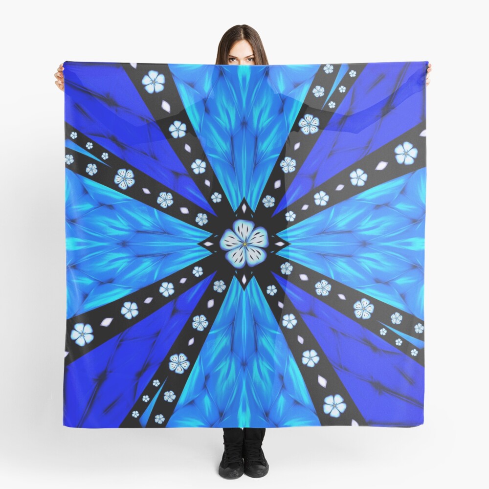 Onyx Beams of Flowers and Gems Scarf