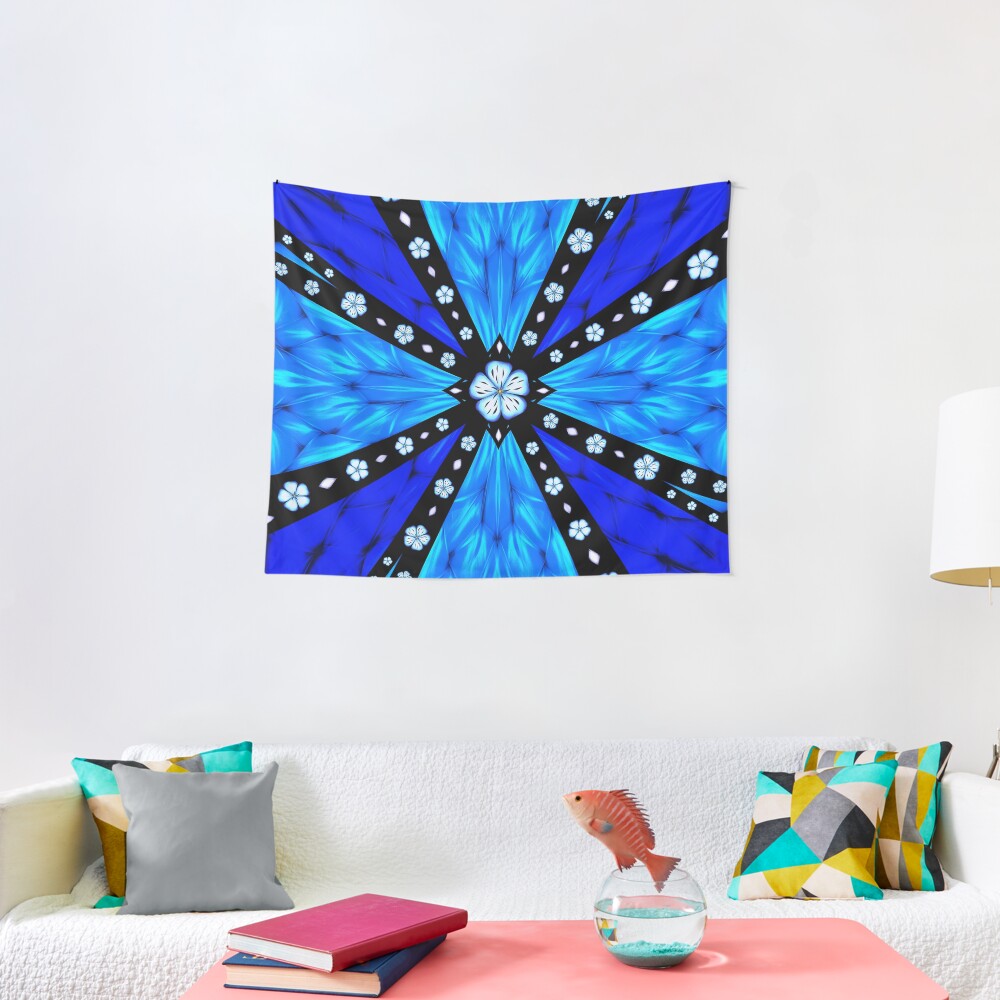 Onyx Beams of Flowers and Gems Tapestry