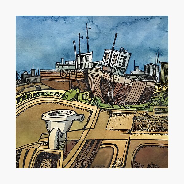 Fishing Boats Dungeness Beach Kent England British Photographic Print