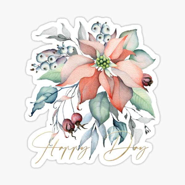 Happy Day – Poinsettia. Flower bouquet Sticker