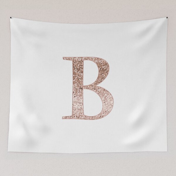 Item preview, B rose gold glitter monogram letter designed and sold by RoseAesthetic.