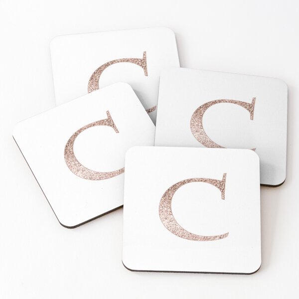 Item preview, C rose gold glitter monogram letter designed and sold by RoseAesthetic.