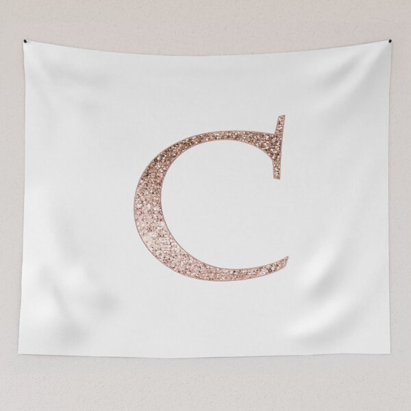 Item preview, C rose gold glitter monogram letter designed and sold by RoseAesthetic.