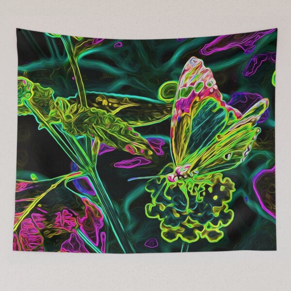 Item preview, Multicolour butterfly on plant - neon #1 designed and sold by Olympia Ellinas.