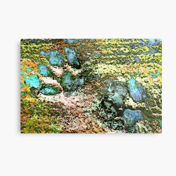 Paw Prints Shades of Green Metal Print