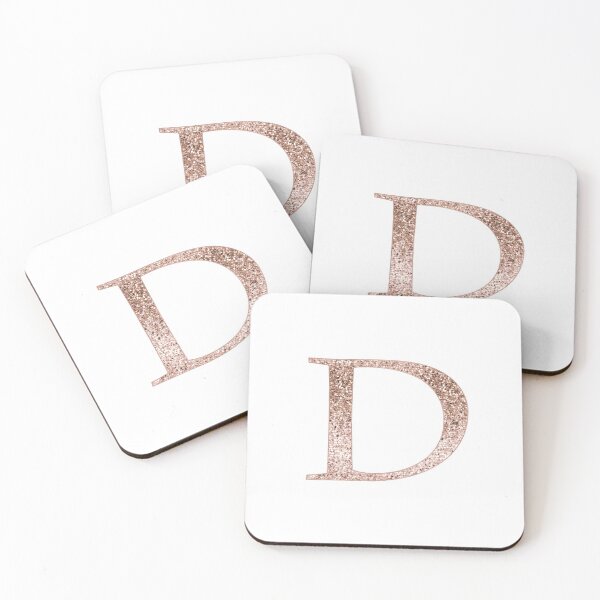 Item preview, D rose gold glitter monogram letter designed and sold by RoseAesthetic.
