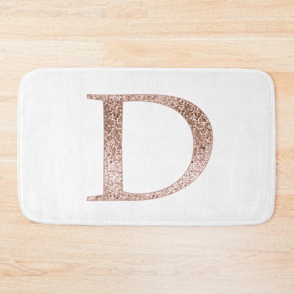 Item preview, D rose gold glitter monogram letter designed and sold by RoseAesthetic.