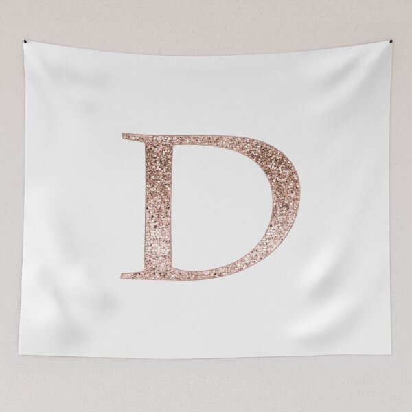Item preview, D rose gold glitter monogram letter designed and sold by RoseAesthetic.