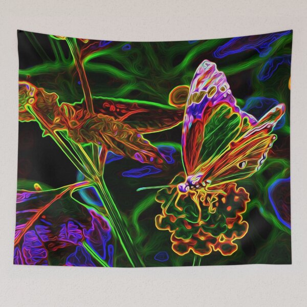 Item preview, Multicolour butterfly on plant - neon #2 designed and sold by Olympia Ellinas.