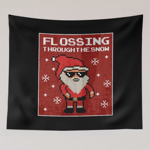 Item preview, Santa Flossing through the Snow gamer geek old school pixel style gift  designed and sold by alenaz.