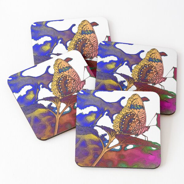 Item preview, Picturesque butterfly on a leaf - rainbow version designed and sold by Olympia Ellinas.