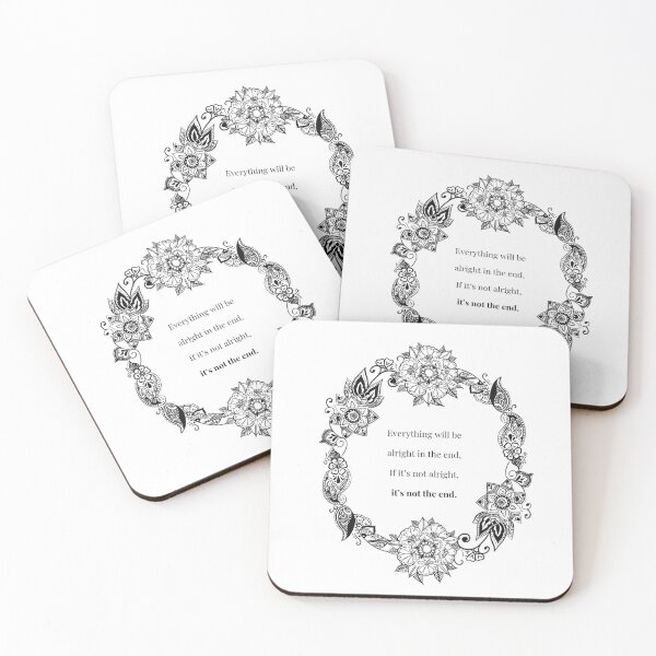 Item preview, Henna Circle Quote - Everything will be alright designed and sold by Madeline Margaret.